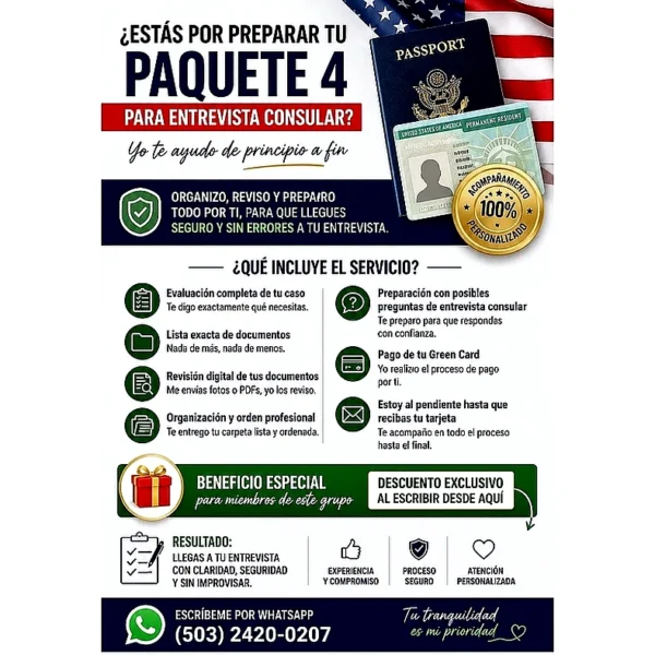 Asesoría Migratoria Virtual ✨ Entrevista Green Card | Paquete 4 - GM Gladys Molina